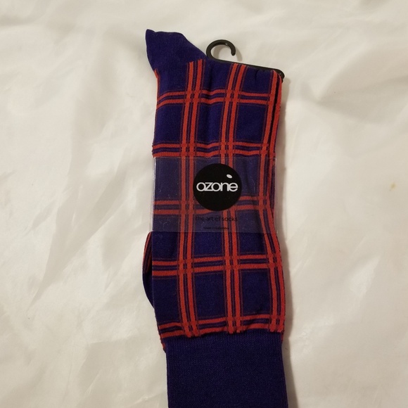 OZONE SOCKS New Mens Blue Red Check Fashion - Picture 1 of 6